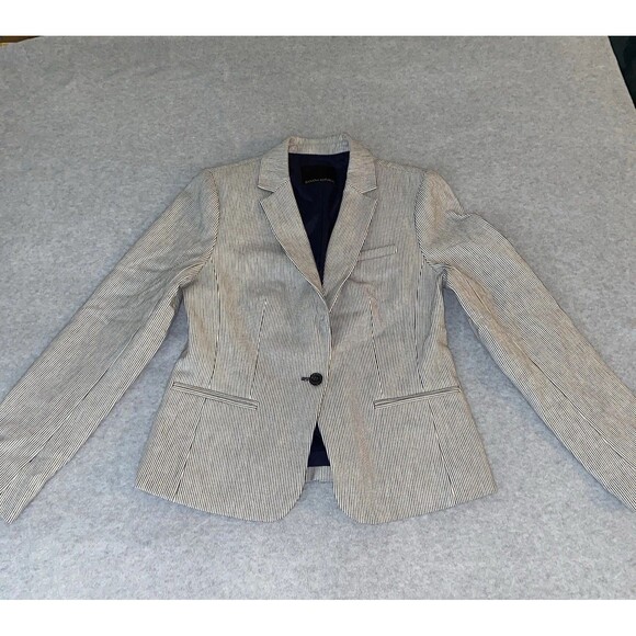 Banana Republic Blazer Jacket Women’s 4 Navy White Pinstripe Career Work 23” - Picture 5 of 16